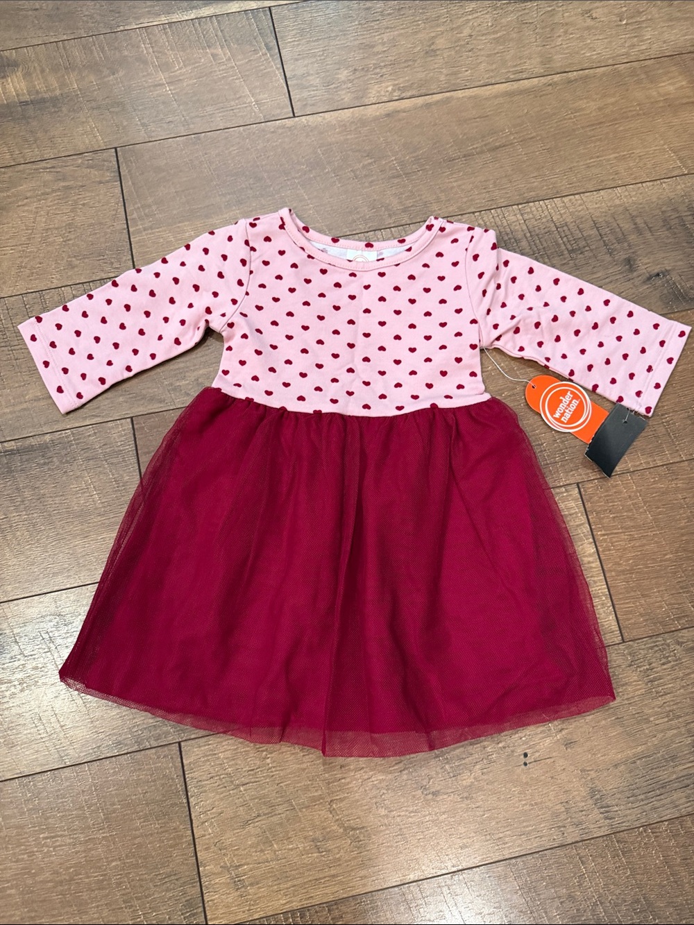 wonder nation Pink and Burgundy Heart Tulle Dress